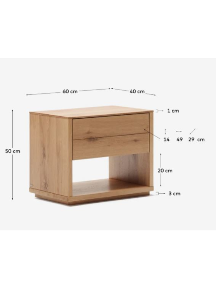 Mesilla 60x40x50 cms LEMIN chapa roble naural