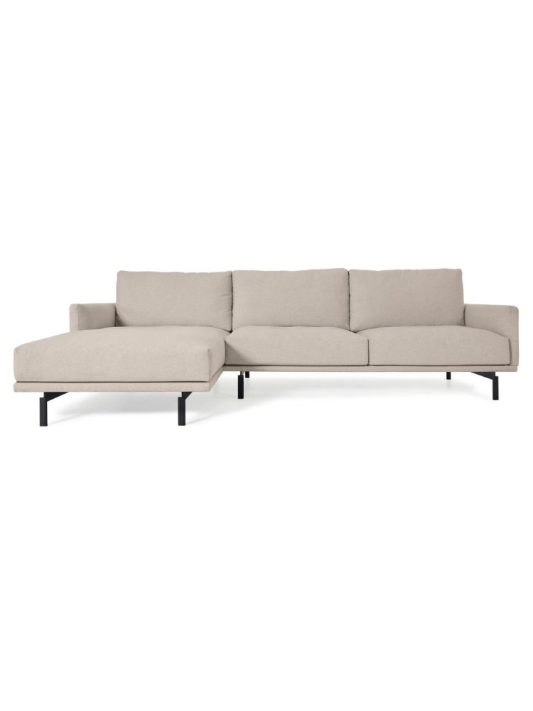 Sofá 254x166x94 cms LEO beige, chaise longue izquierda