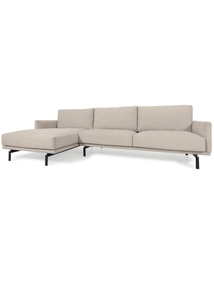 Sofá 254x166x94 cms LEO beige, chaise longue izquierda