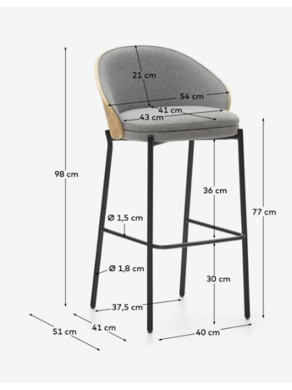 Taburete 65cms altura SEBASTIAN varios colores