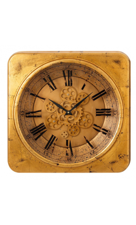 Reloj cuadrado oro metal 54x5x54