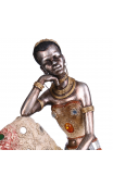 Figura africana plata antigua 22,50x11,00x16,00 cm