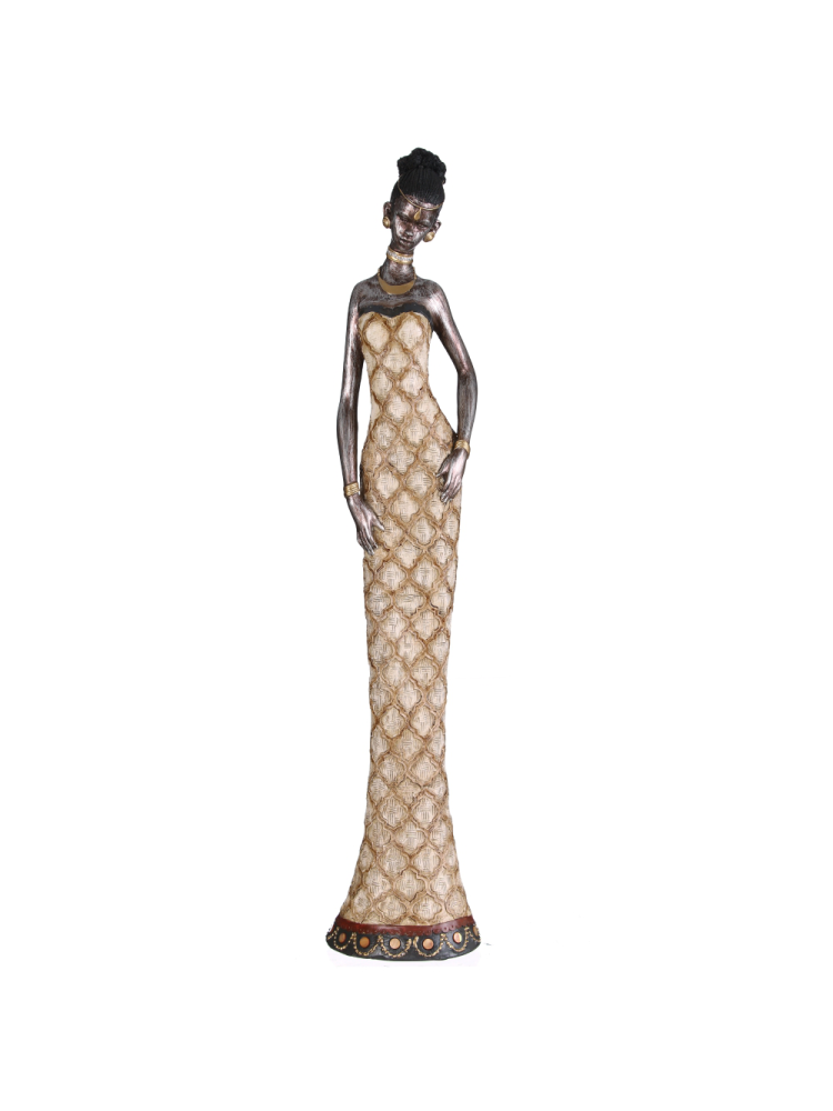 Figura africana plata antigua, 10x12x60 cm Figura africana plata antigua, 10x12x60 cm