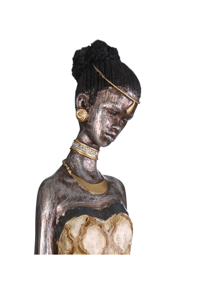Figura africana plata antigua, 10x12x60  cm