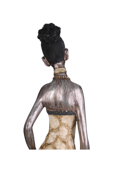 Figura africana plata antigua, 10x12x60  cm