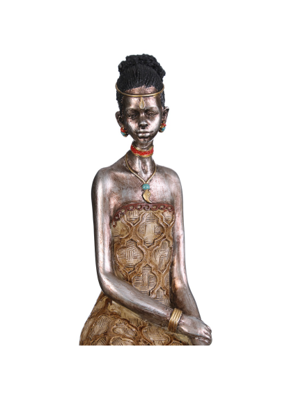 Figura africana plata antigua, 14,50x8,50x30,00 cm