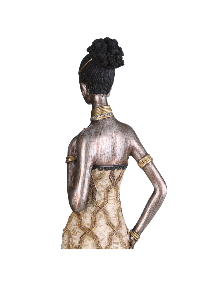 Figura africana plata antigua, 8,50x6,50x42,00 cm