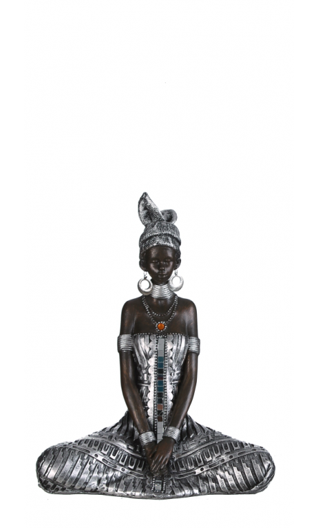 Figura africana bronce-plata A, 16,00x10,50x19,50 cm