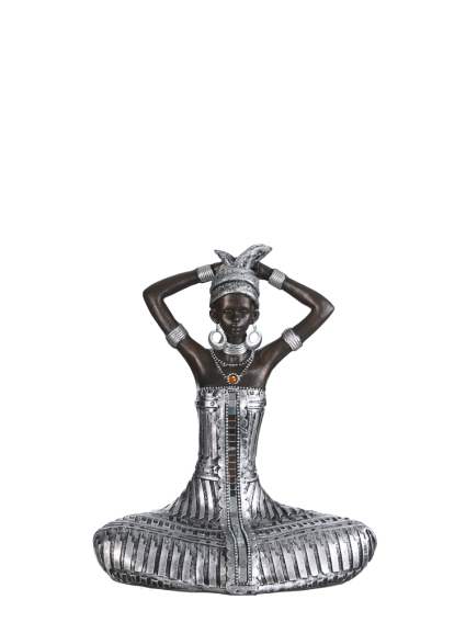 Figura africana bronce-plata B, 16,00x10,50x19,50 cm