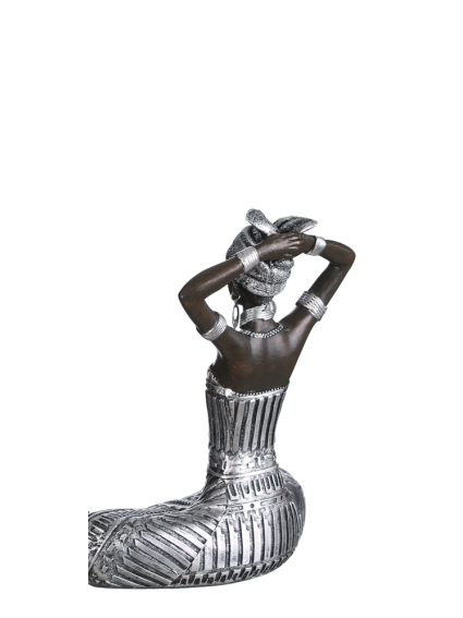 Figura africana bronce-plata B, 16,00x10,50x19,50 cm