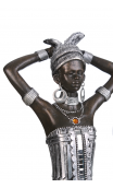 Figura africana bronce-plata B, 16,00x10,50x19,50 cm