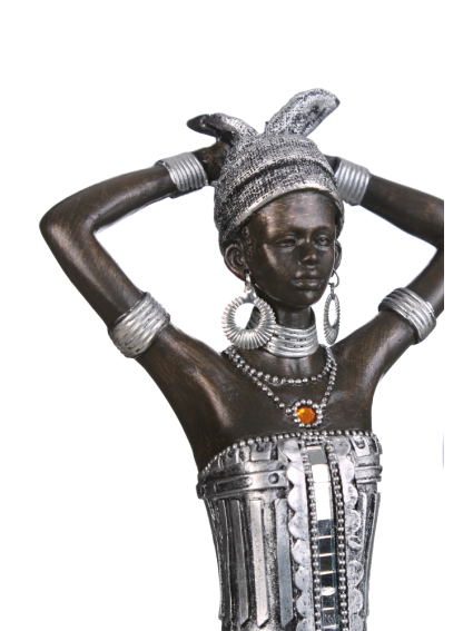 Figura africana bronce-plata B, 16,00x10,50x19,50 cm