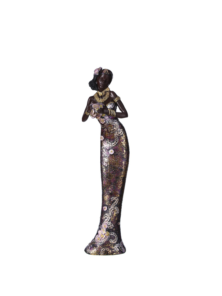 Figura africana vestido morado  8,40x5,80x32,80 cm
