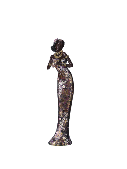 Figura africana vestido morado 8,40x5,80x32,80 cm