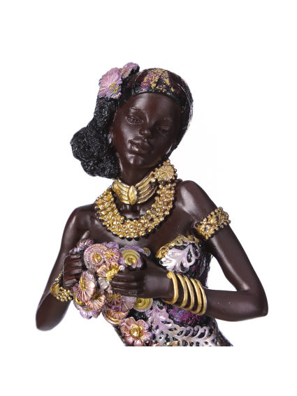 Figura africana vestido morado  8,40x5,80x32,80 cm