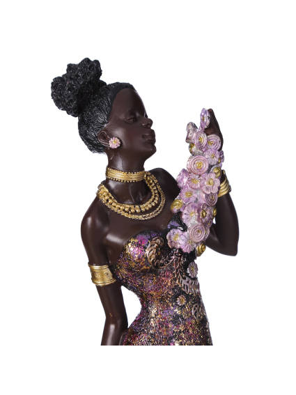 Figura africana vestido morado  11,00x9,50x42,00