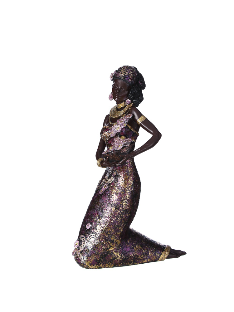Figura africana vestido morado 17,70x9,50x29,00 cm Figura africana vestido morado 17,70x9,50x29,00 cm