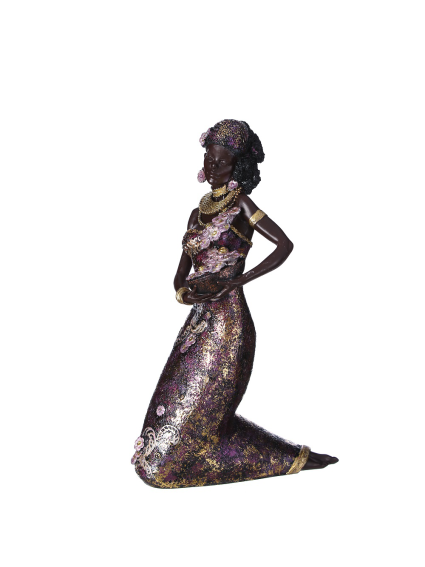 Figura africana vestido morado  17,70x9,50x29,00 cm