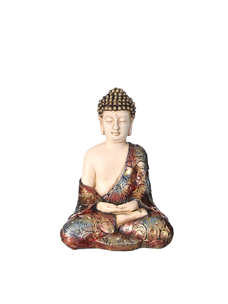 Figura Buda Grande blanco-oro 12,00x9,20x16,60 cm.