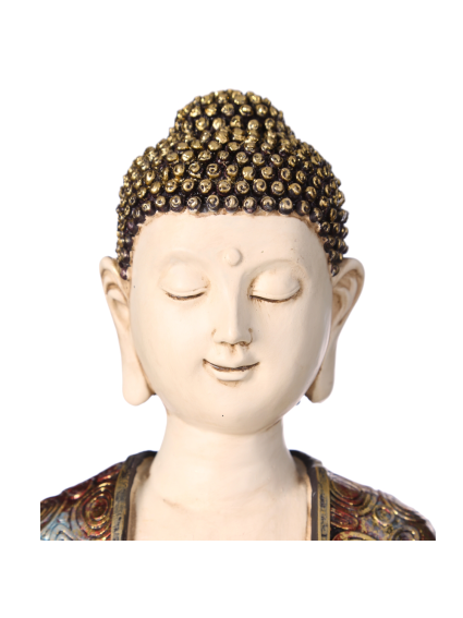 Figura Buda Grande blanco-oro 12,00x9,20x16,60 cm.