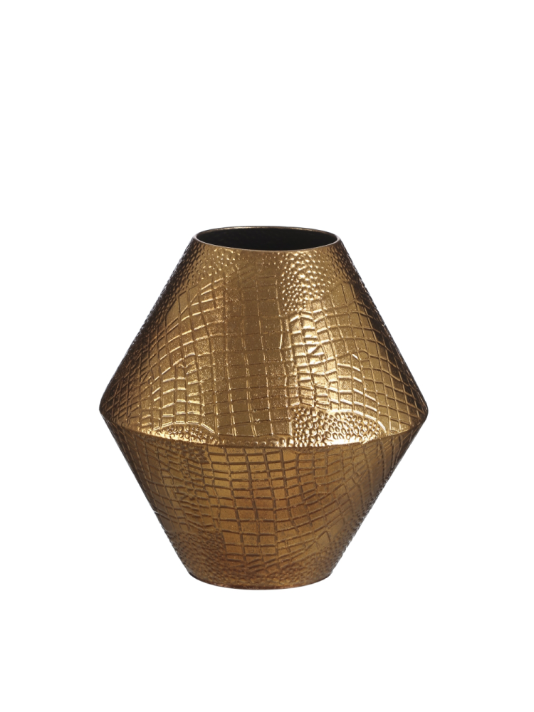 Jarrón Dorado metal Pequeño, estampado cocodrilo Jarrón Dorado metal Pequeño, estampado cocodrilo