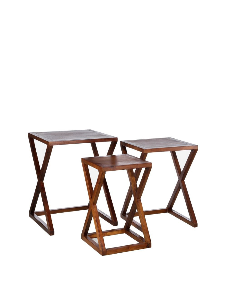 Set de 3 mesitas marrón madera 45x45x58 cm Set de 3 mesitas marrón madera 45x45x58 cm