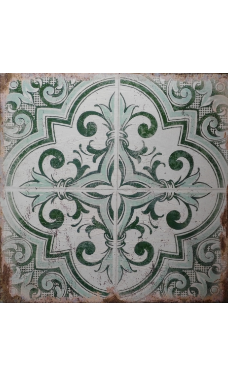 Cuadro lienzo Greca verde 70x70 cm