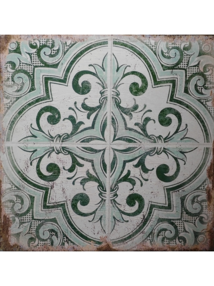 Cuadro lienzo Greca verde 70x70 cm