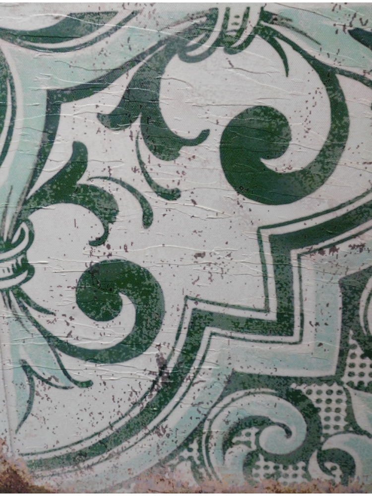 Cuadro lienzo Greca verde 70x70 cm