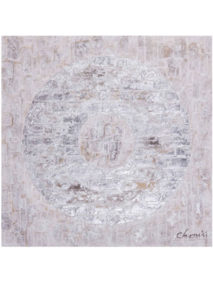 Cuadro Esfera plata-crema 100x100 cm