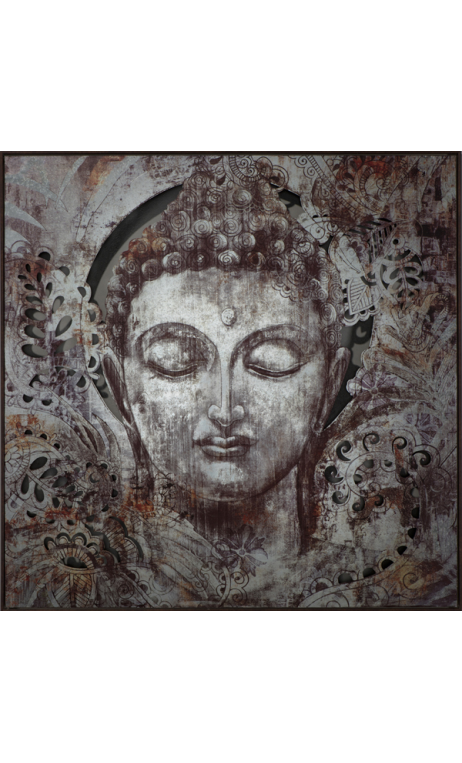 Cuadro Buda metal 100x100 cm