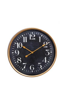 Reloj pared oro negro metal / cristal 60 cm