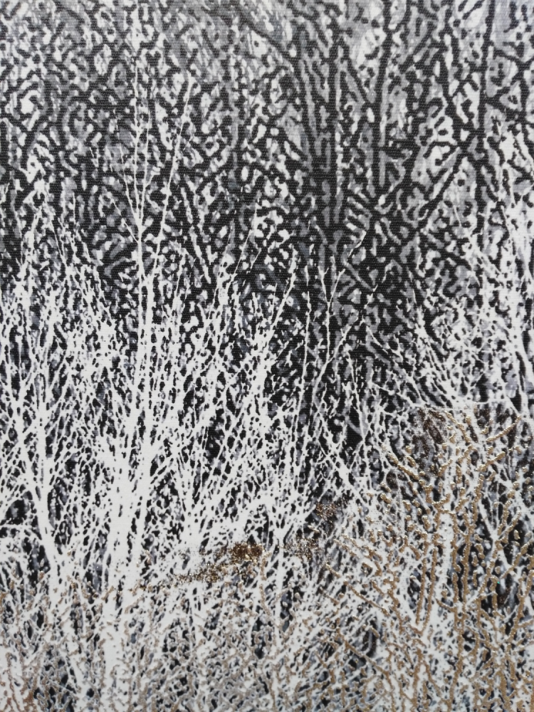 Cuadro Arboleda oro-gris 120x90 cm