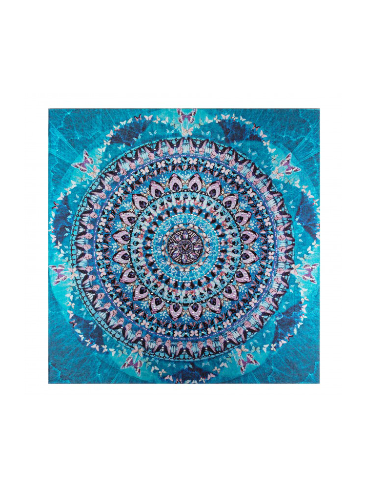 Cuadro Mandala Azul Mariposas 90x90 Cuadro Mandala Azul Mariposas 90x90