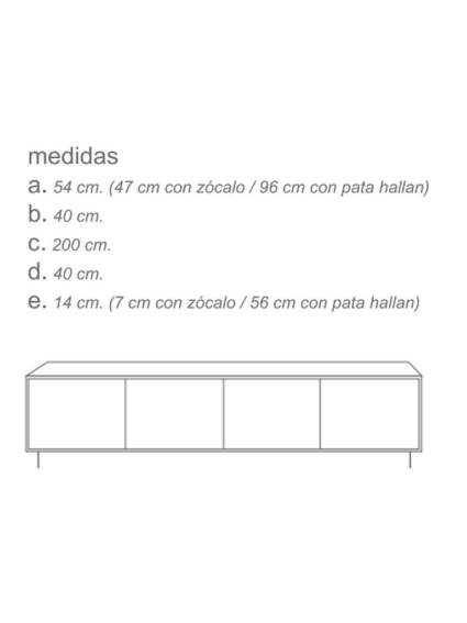 Mueble TV 200 cms JOROL 4 puertas diferentes acabados
