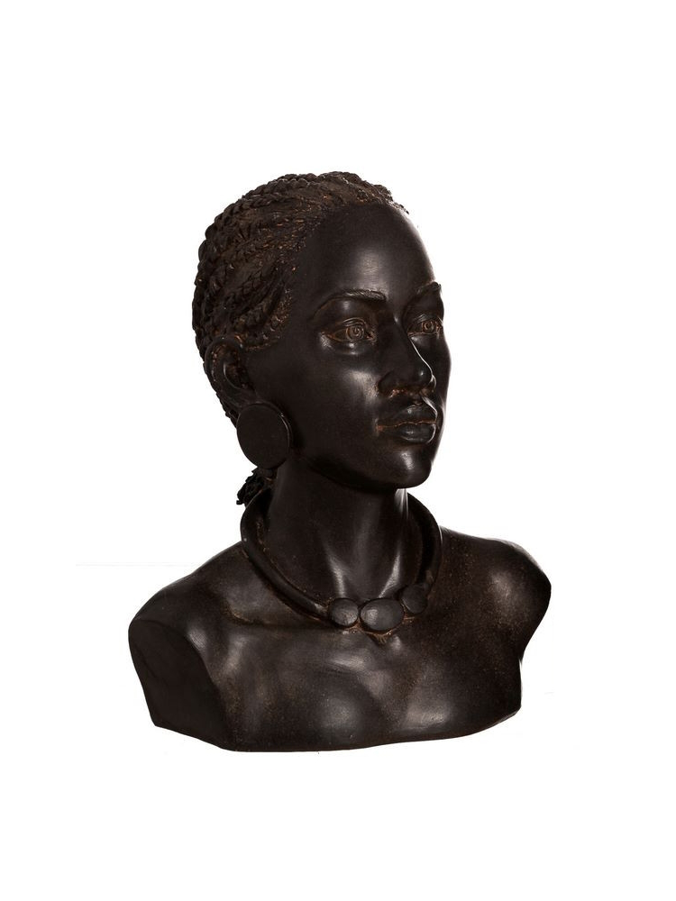Figura busto étnico 1 marrón resina Figura busto étnico 1 marrón resina