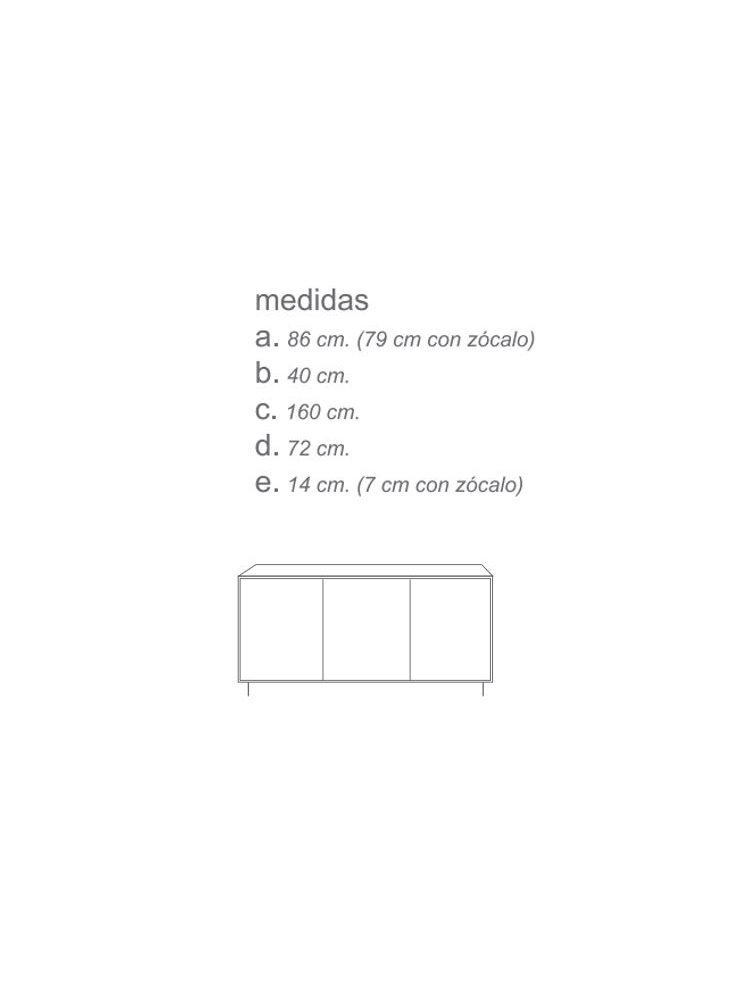 Aparador 160 cms URAL 3 puertas diferentes acabados