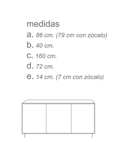 Aparador 160 cms URAL 3 puertas diferentes acabados