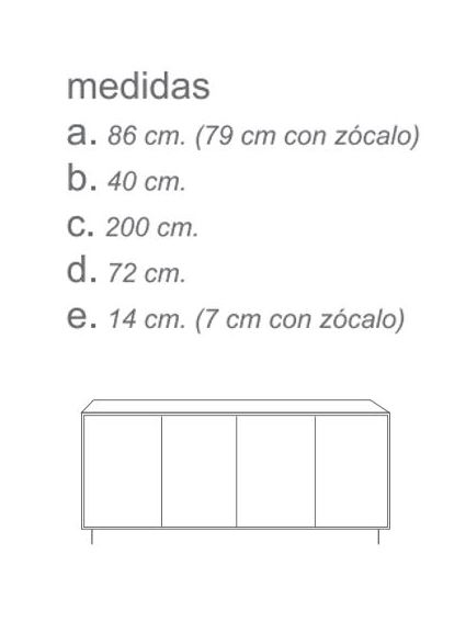 Aparador 200 cms KAMA 4 puertas diferentes acabados
