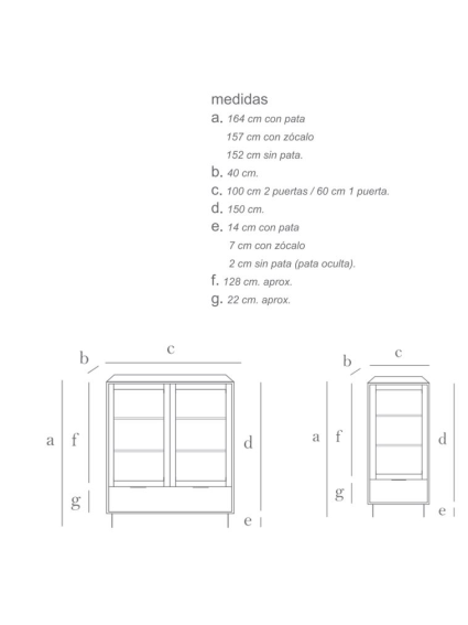 Vitrina 60 cms URAL 1 puerta diferentes acabados