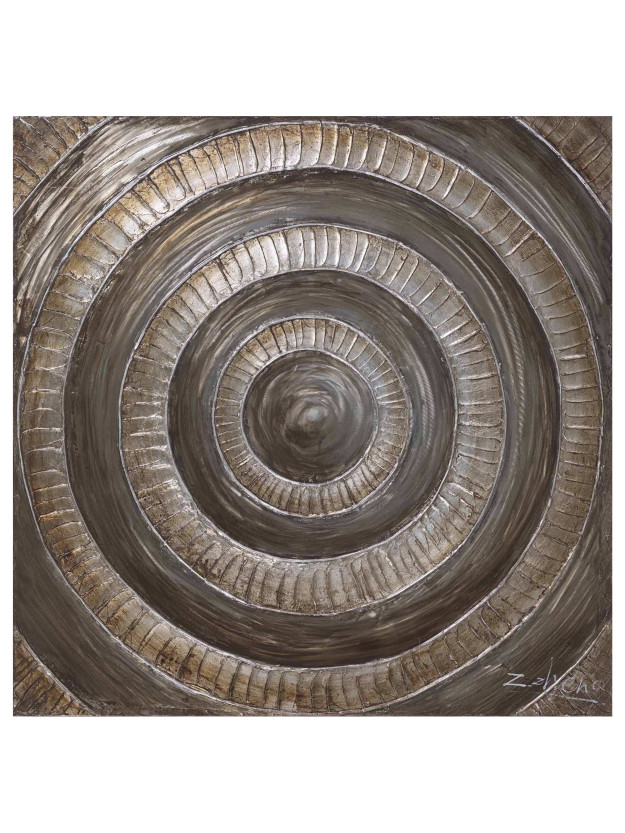 Cuadro Pintura Círculos marrón-oro 100x100 cm