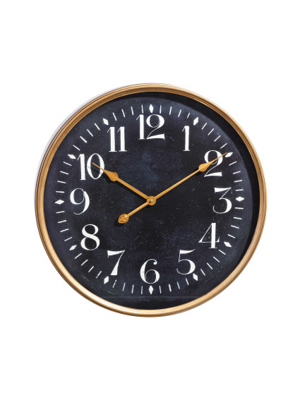 Reloj pared oro negro metal / cristal 60 cm