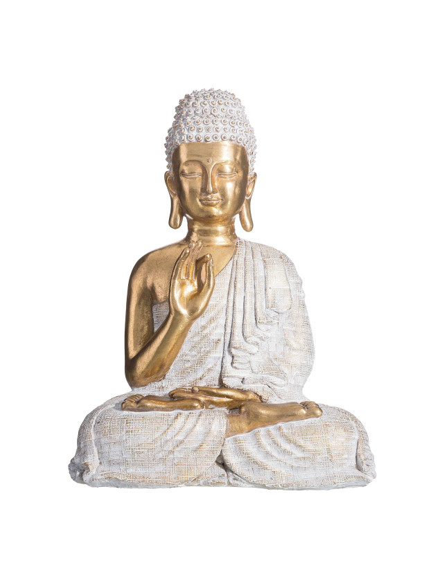 Figura BUDA MEDITANDO oro-blanco