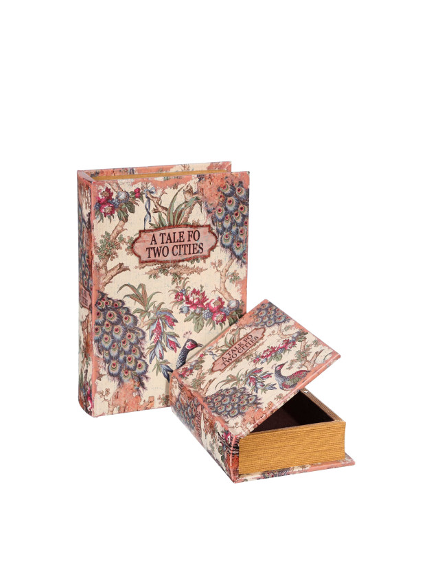Set 2 Cajas Libro Pavo Real