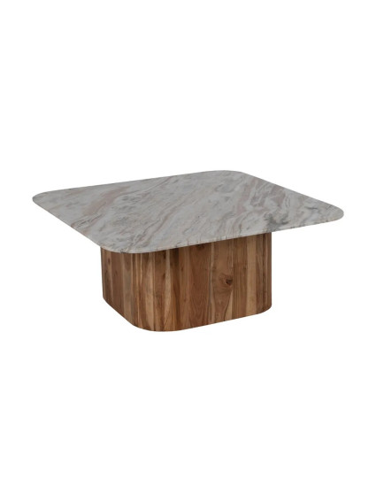CERES Set mesa de centro mármol, madera de acacia.