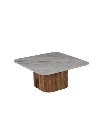 CERES Set mesa de centro mármol, madera de acacia.