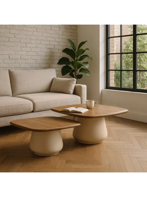 ESTRELLA set mesa de centro madera metal