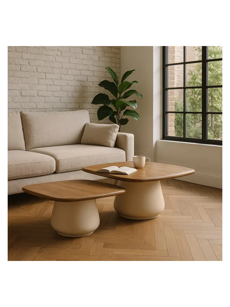 ESTRELLA set mesa de centro madera metal