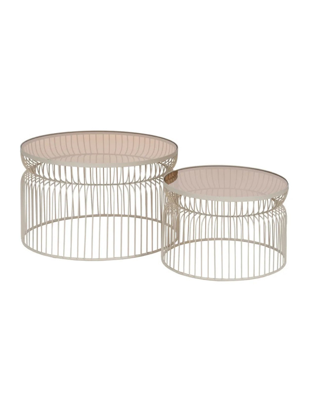 SANTA MARTA set mesa de centro crema metal-cristal