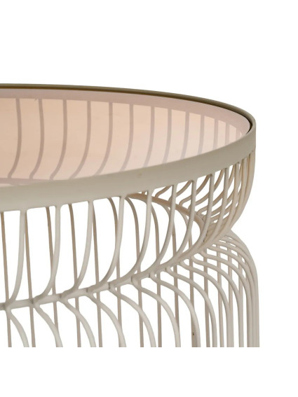 SANTA MARTA set mesa de centro crema metal-cristal